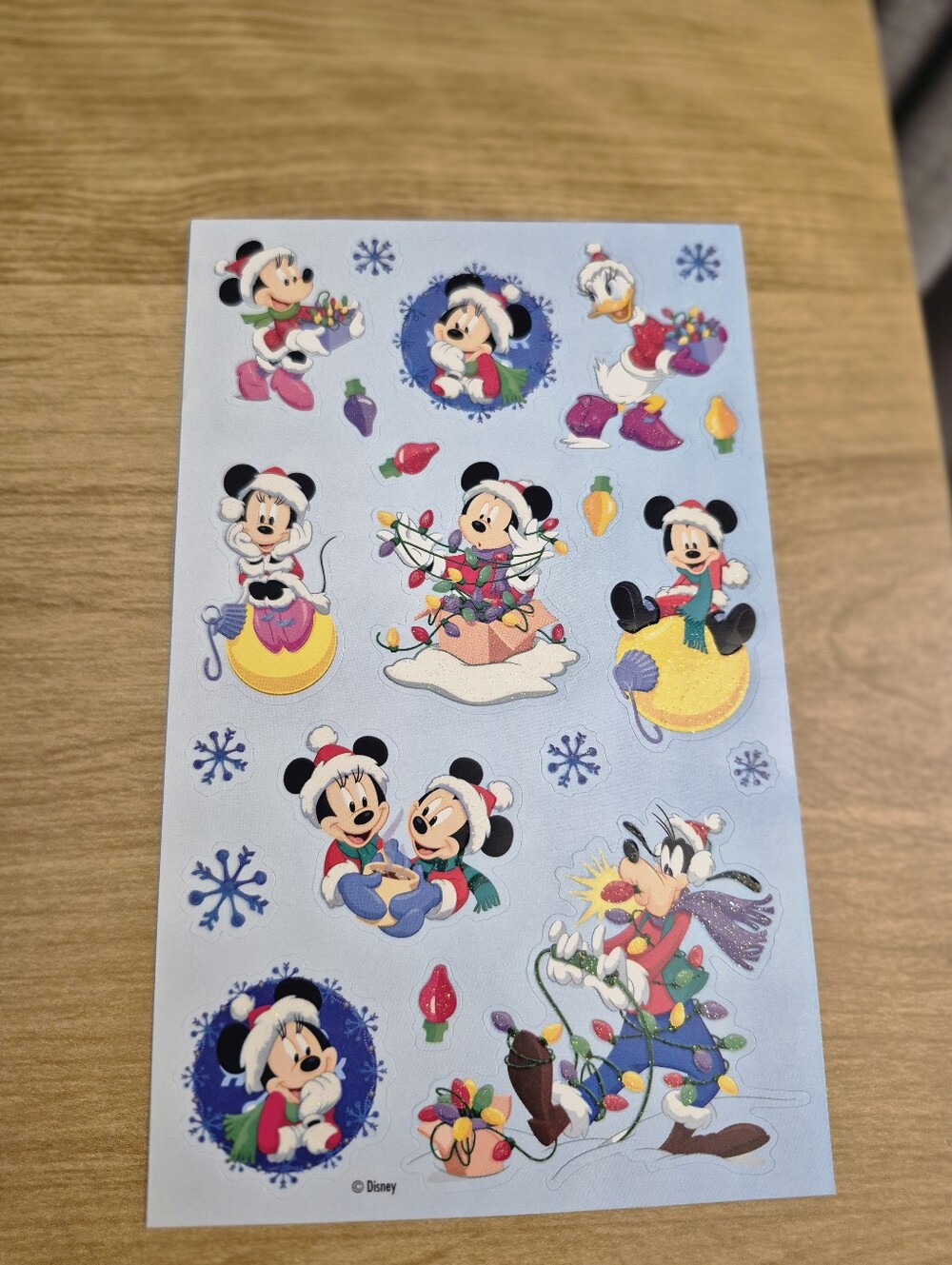 Disney Holiday Sticker Sheet - Light Blue with Multicolor Characters